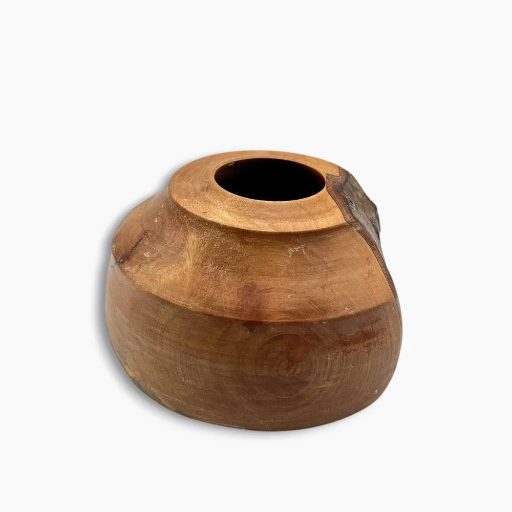 Live Edge Burl Wood Vase Bowl Natural Bark Pot Rustic Studio Art Pottery